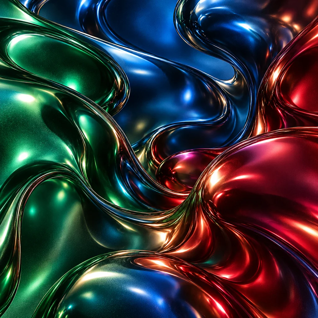 Liquid Chrome Blobs · Deep Jewel Tones