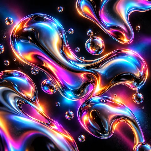Liquid Chrome Blobs · Vivid Neon