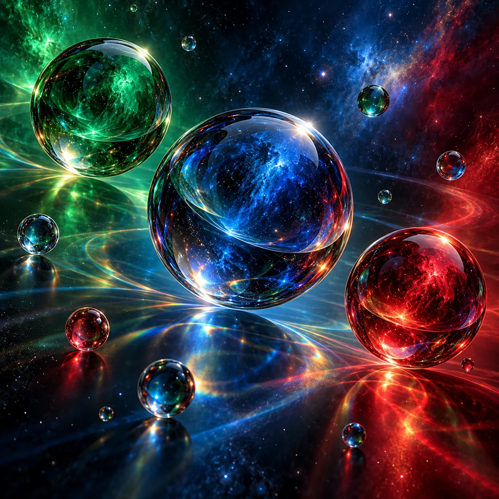 Floating Glass Spheres · Deep Jewel Tones
