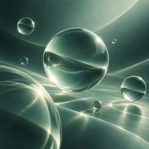 Floating Glass Spheres · Monochrome Minimal