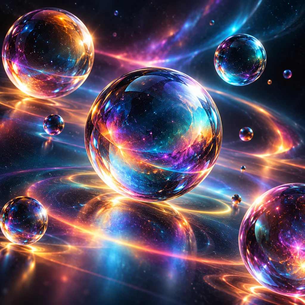Floating Glass Spheres · Vivid Neon