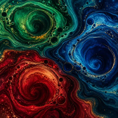 Suminagashi Ink Swirl · Deep Jewel Tones