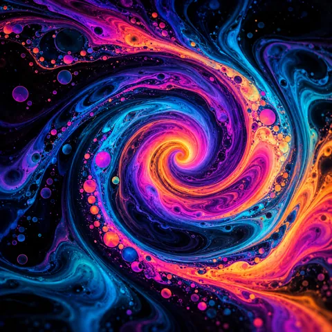 Suminagashi Ink Swirl · Vivid Neon