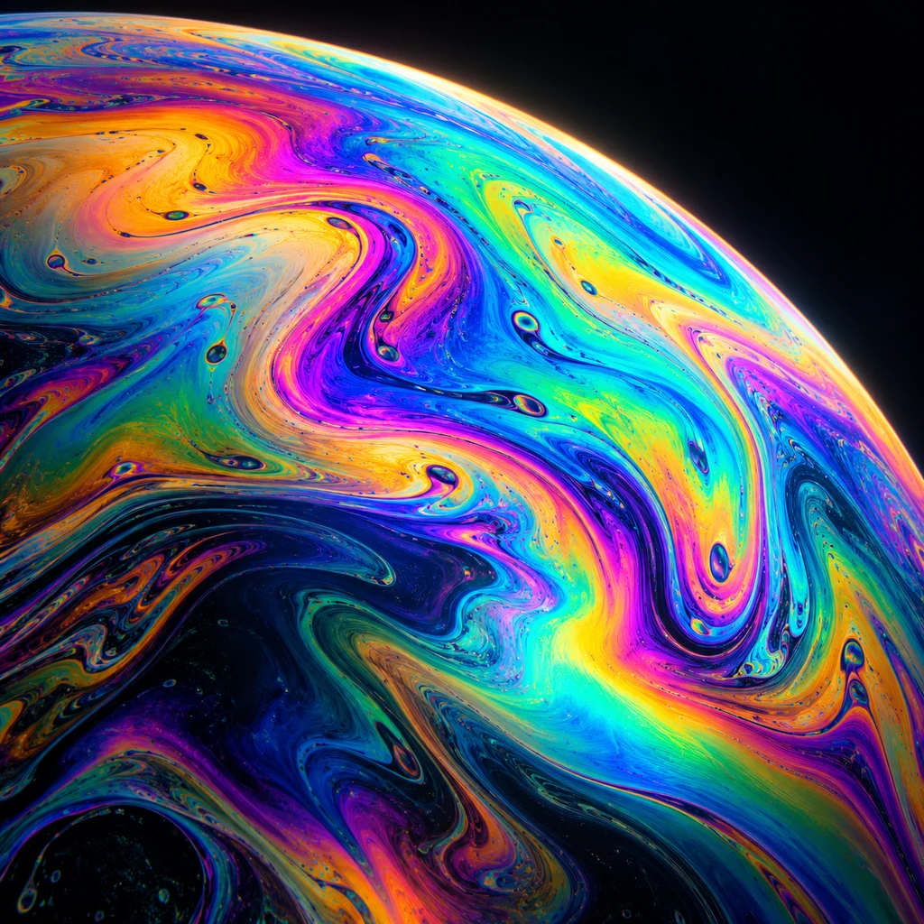 Iridescent Bubble Film · Vivid Neon