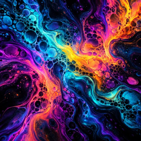 Fluid Acrylic Pour · Vivid Neon