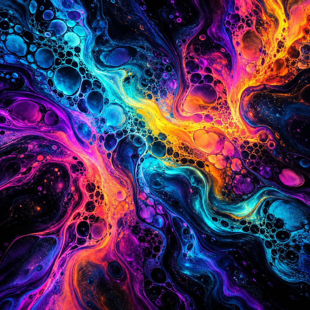 Fluid Acrylic Pour · Vivid Neon