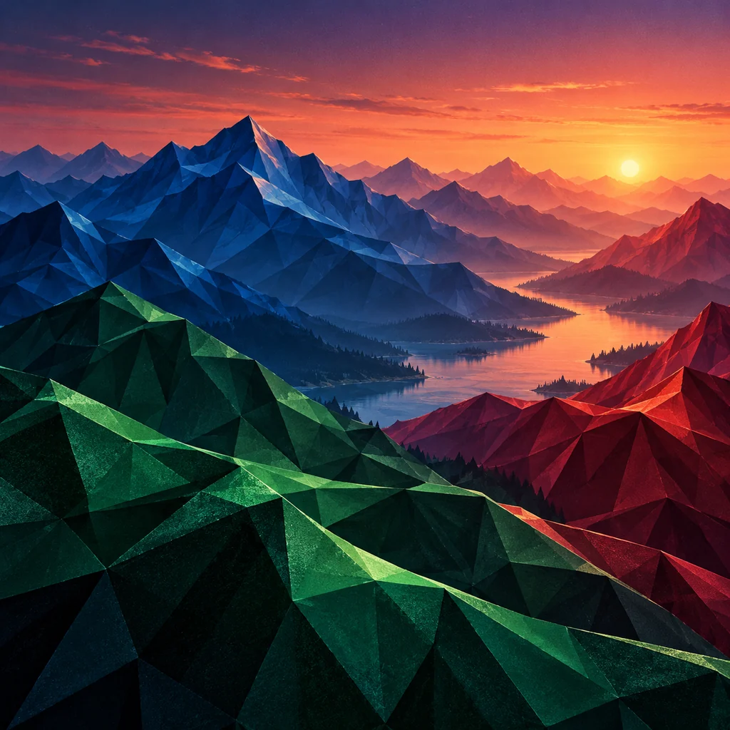 Low-poly Terrain · Deep Jewel Tones
