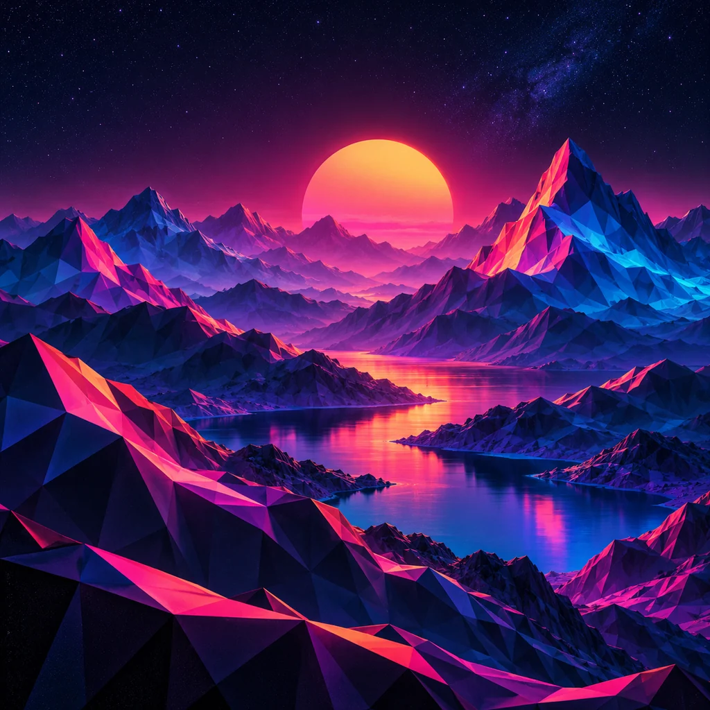 Low-poly Terrain · Vivid Neon