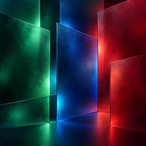 Frosted Glass Panels · Deep Jewel Tones