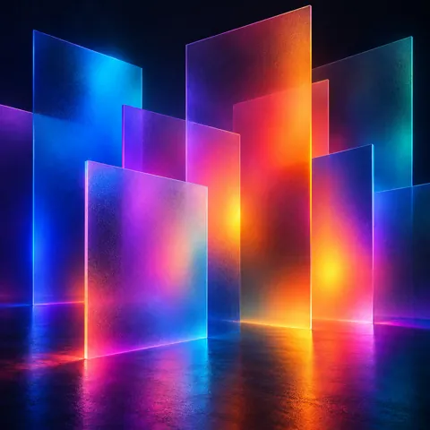 Frosted Glass Panels · Vivid Neon