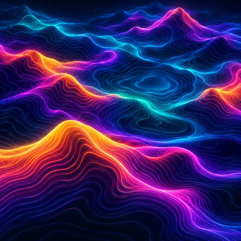 Topographic Contours · Vivid Neon