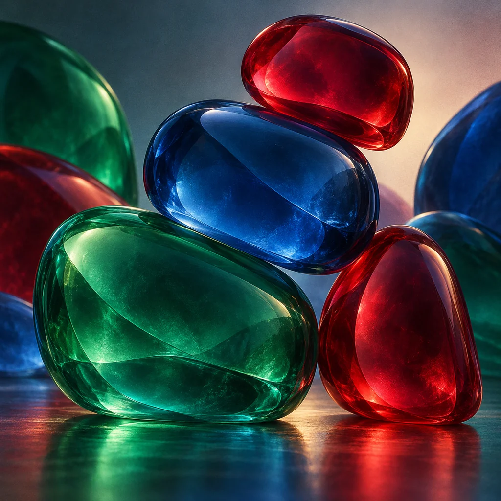 Translucent Jelly Shapes · Deep Jewel Tones