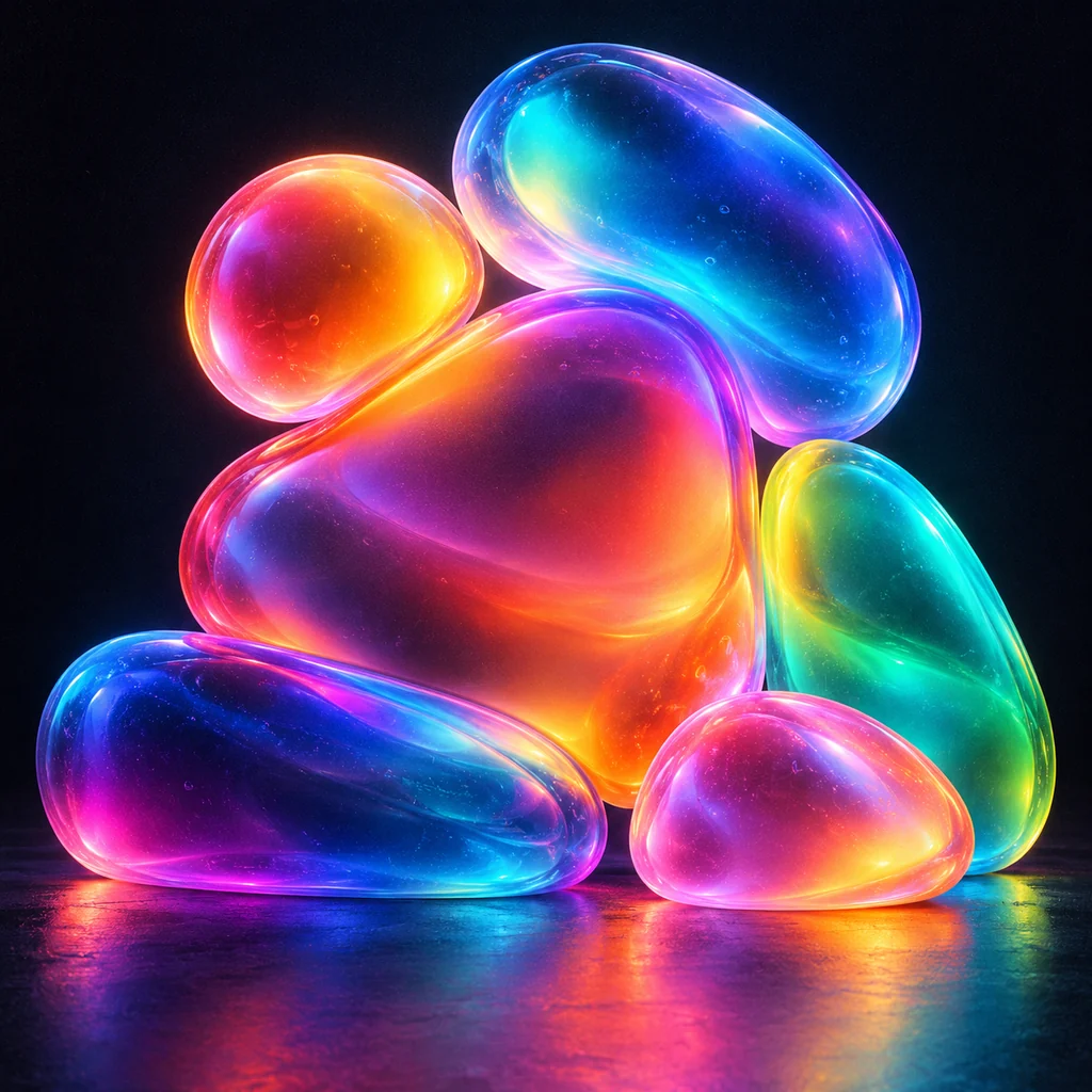 Translucent Jelly Shapes · Vivid Neon