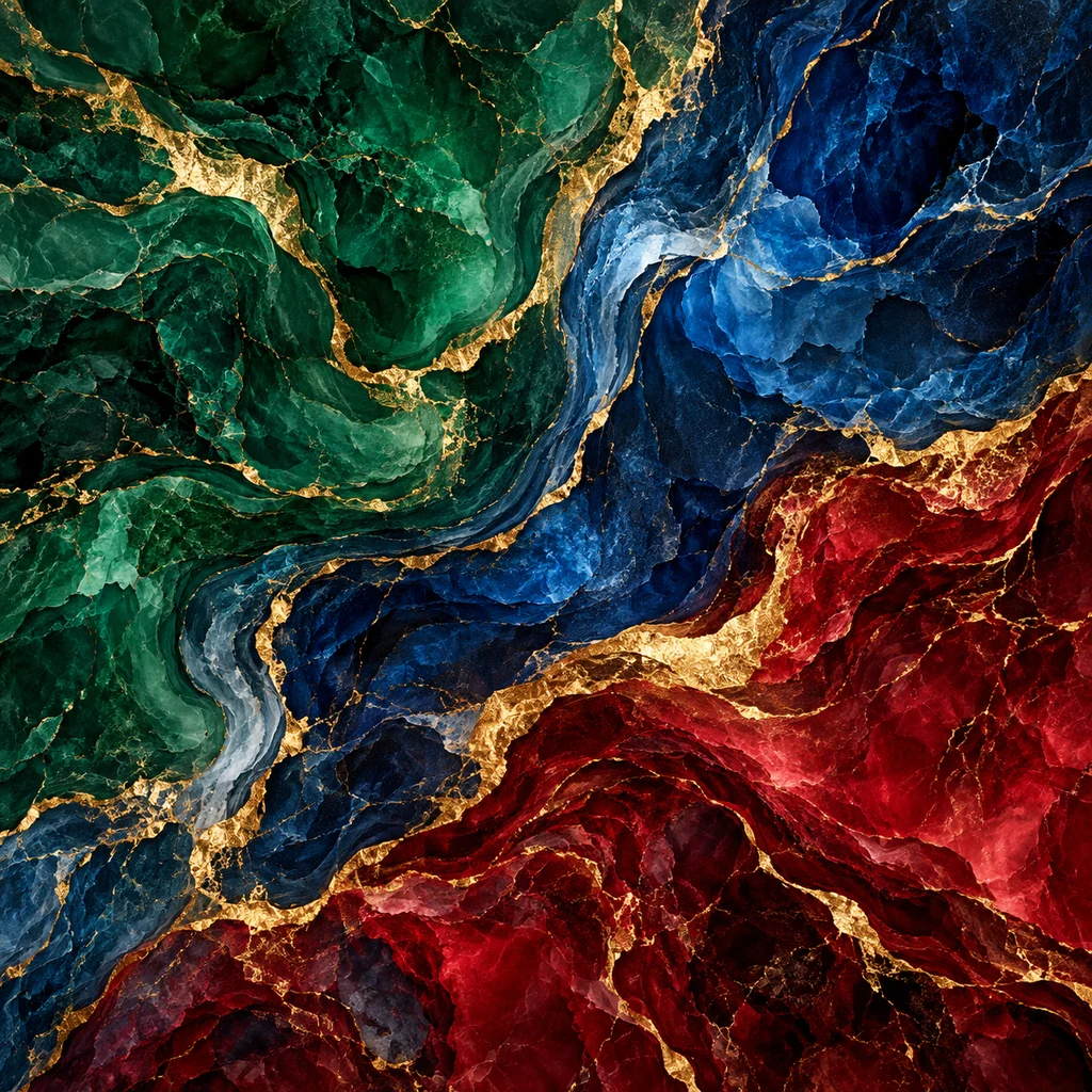 Gold Vein Marble · Deep Jewel Tones
