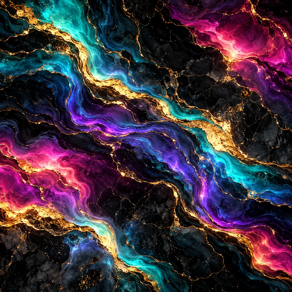 Gold Vein Marble · Vivid Neon