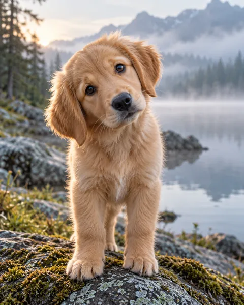 Golden Retriever Puppy · Misty Morning