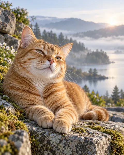 Ginger Tabby Cat · Misty Morning
