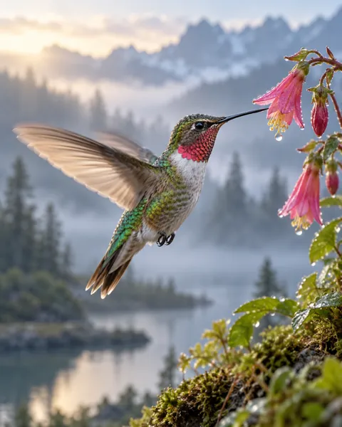 Hovering Hummingbird · Misty Morning