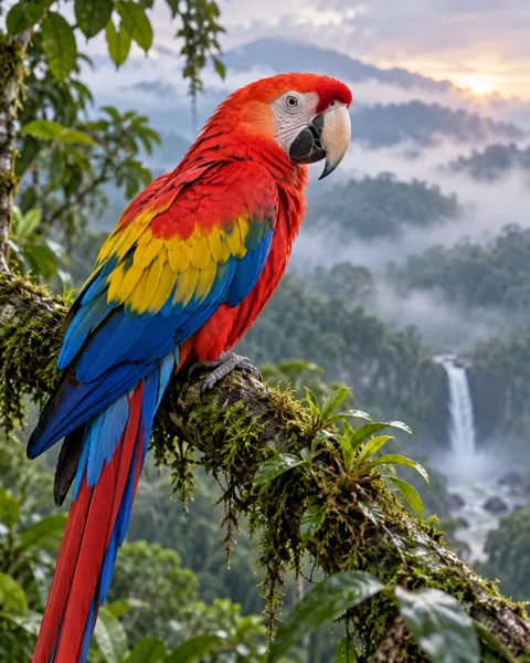 Scarlet Macaw · Misty Morning