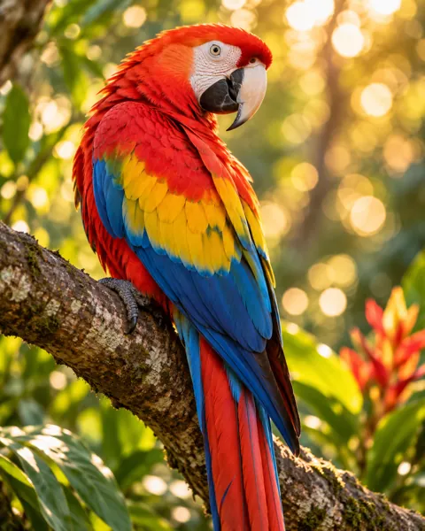 Scarlet Macaw · Dreamy Bokeh