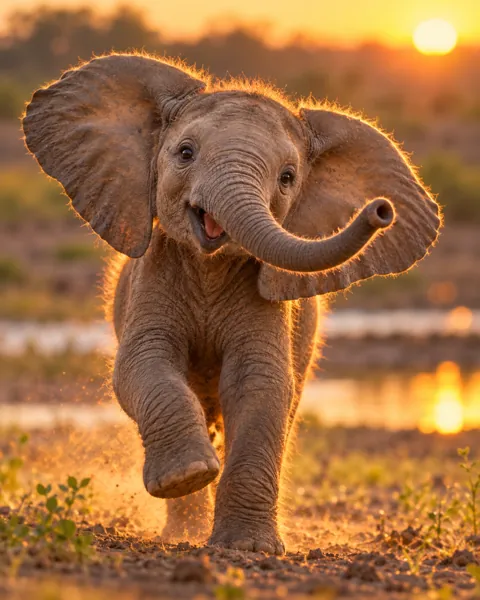 Baby Elephant · Golden Backlight