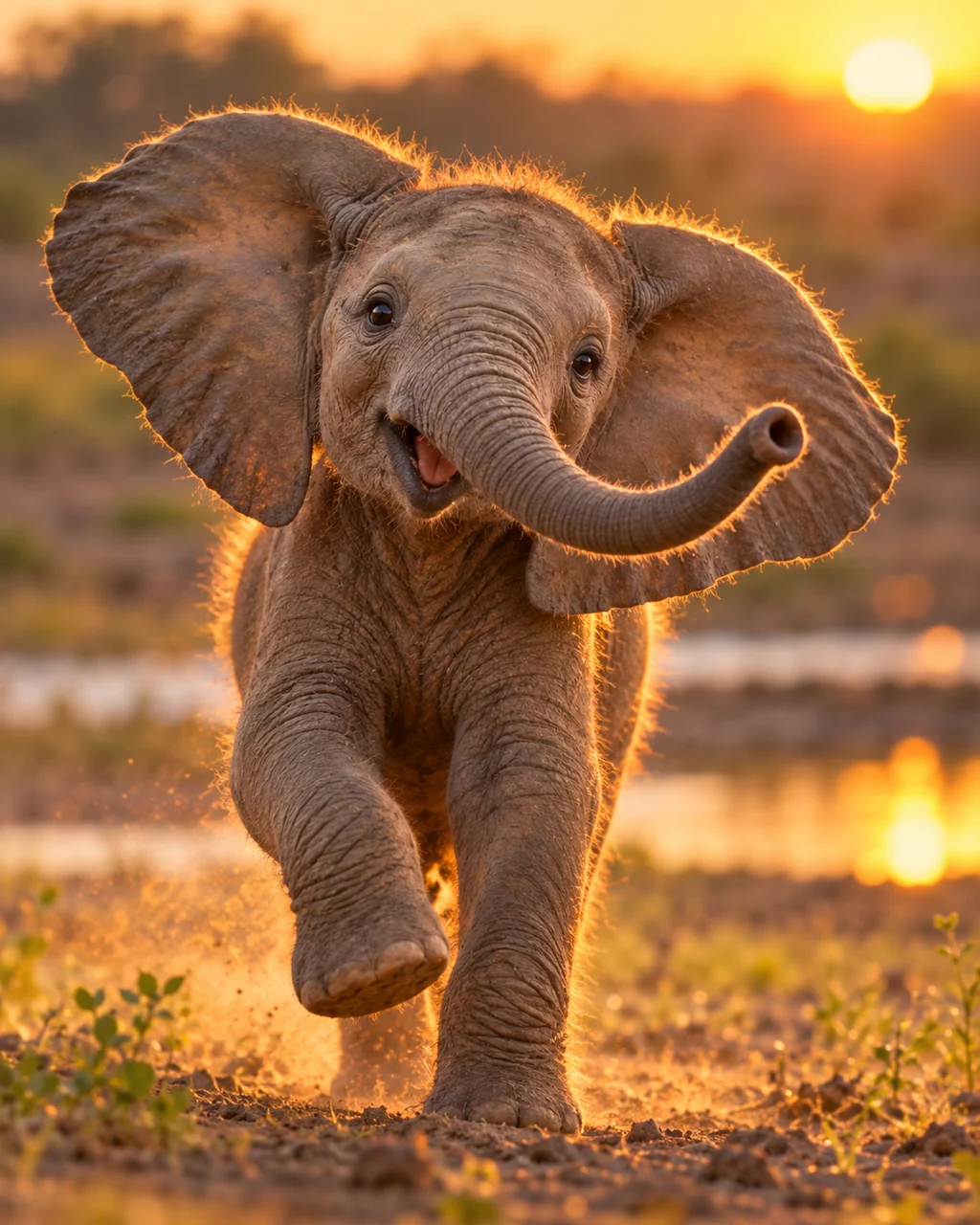 Baby Elephant · Golden Backlight