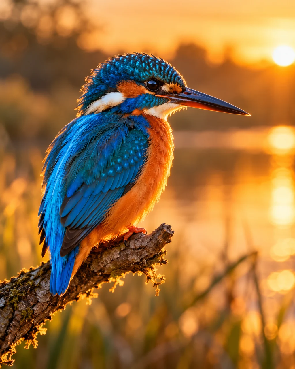 Kingfisher on a Branch · Golden Backlight
