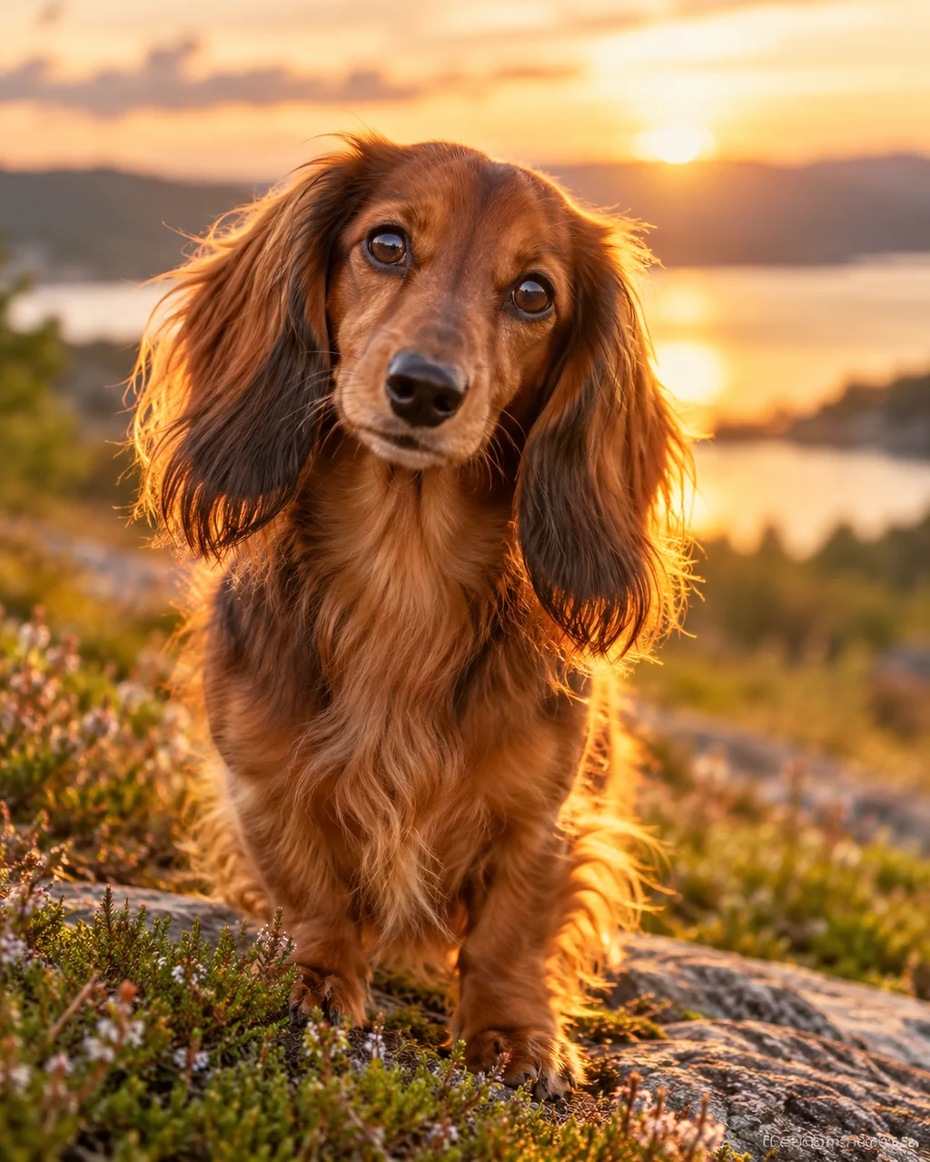 Long-haired Dachshund · Golden Backlight