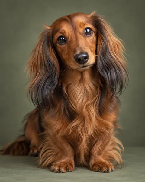 Long-haired Dachshund · Studio Portrait