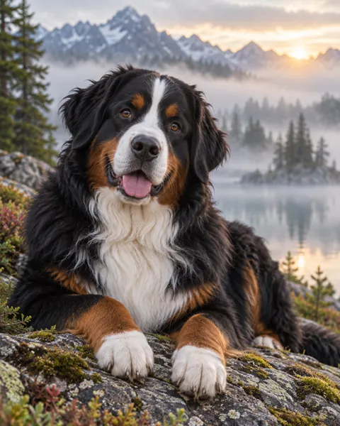 Bernese Mountain Dog · Misty Morning