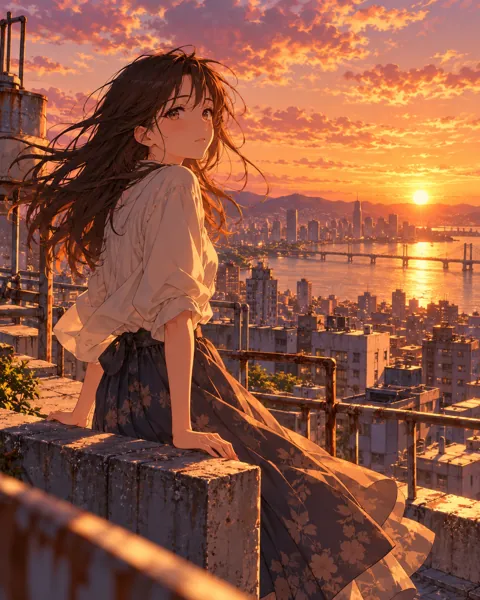 Girl on a Rooftop · Golden-hour Nostalgia