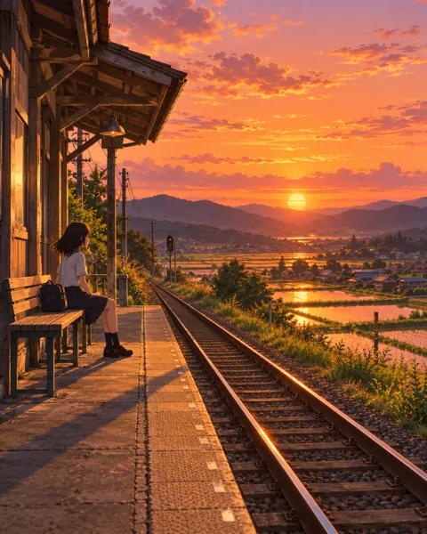 Countryside Train Platform · Golden-hour Nostalgia