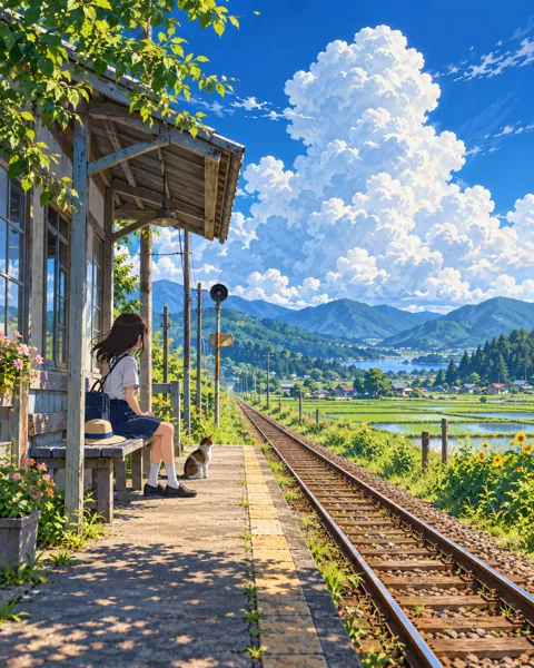 Countryside Train Platform · Bright Summer Clarity