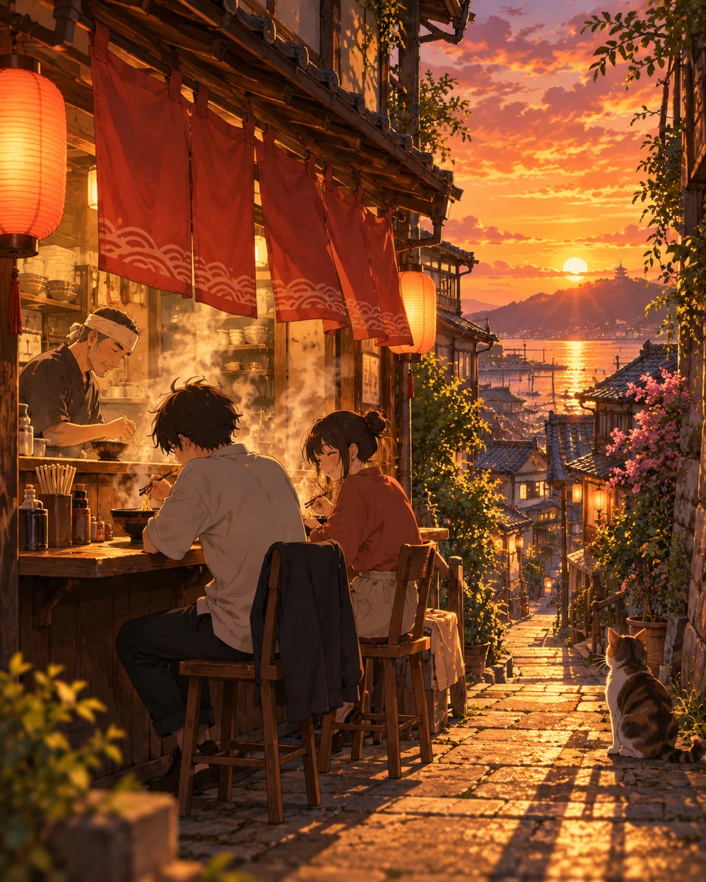 Ramen Stall Alley · Golden-hour Nostalgia