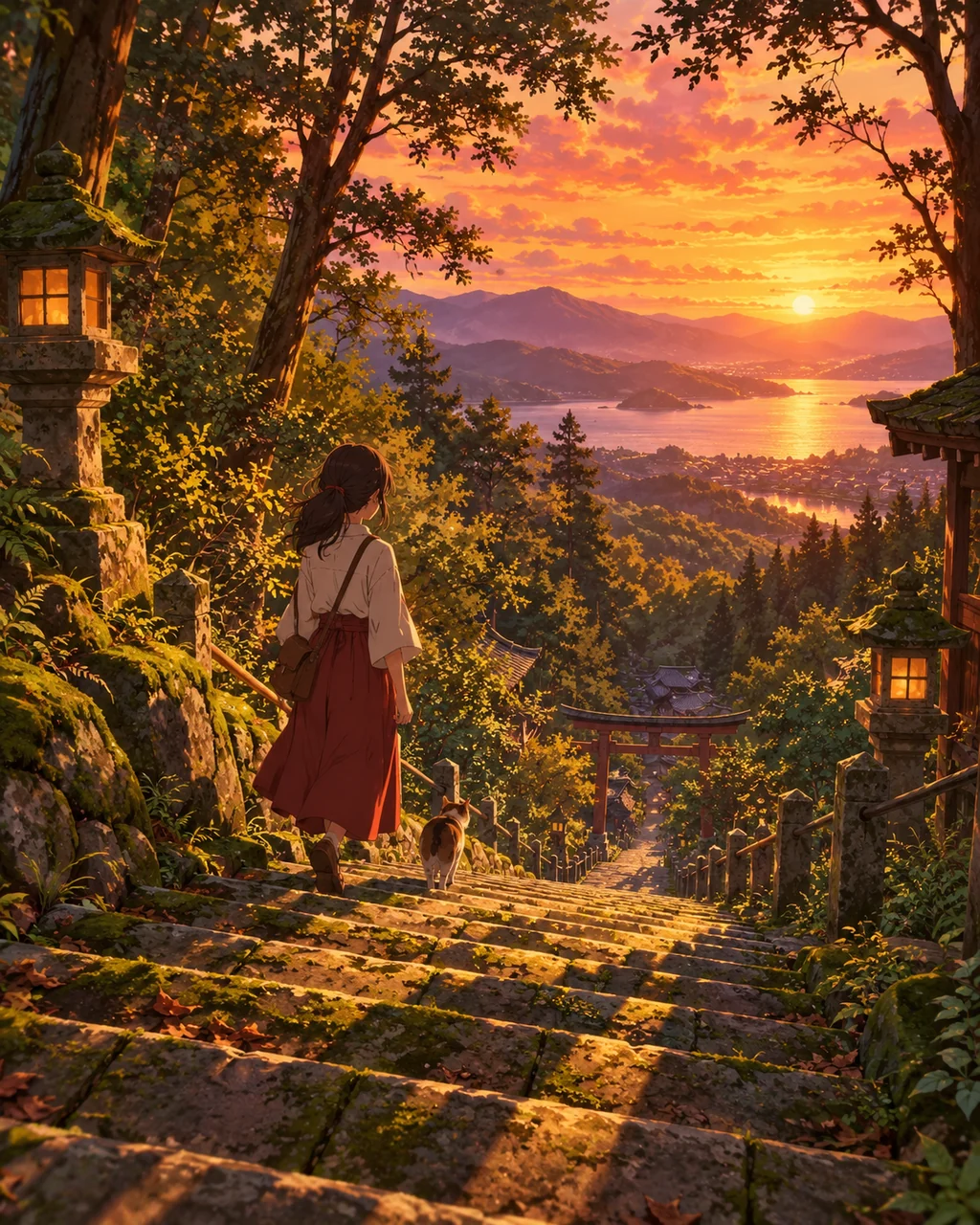 Mossy Stone Staircase · Golden-hour Nostalgia