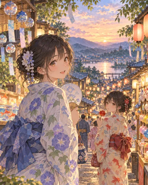 Summer Festival Stalls · Soft Watercolor Backdrop