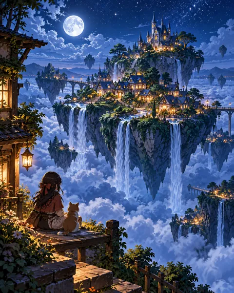 Sky Island Village · Moonlit Blue Night