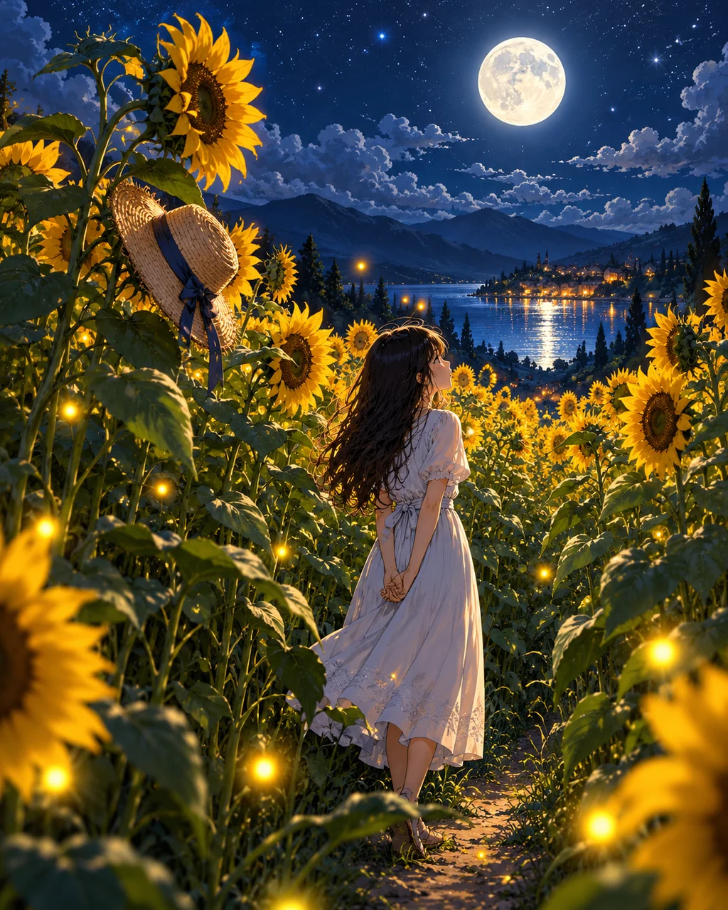 Sunflower Field · Moonlit Blue Night