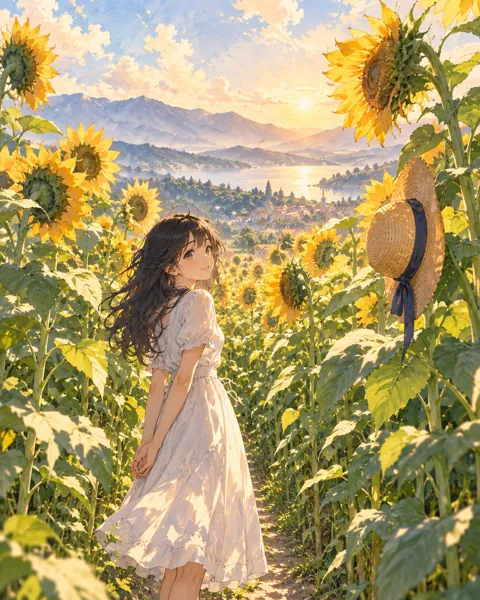 Sunflower Field · Soft Watercolor Backdrop