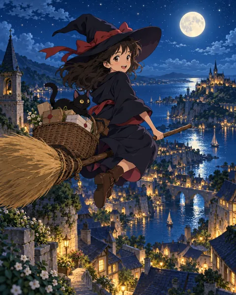 Apprentice Witch Delivery · Moonlit Blue Night