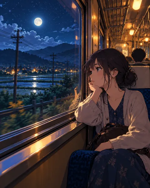 Train Window View · Moonlit Blue Night