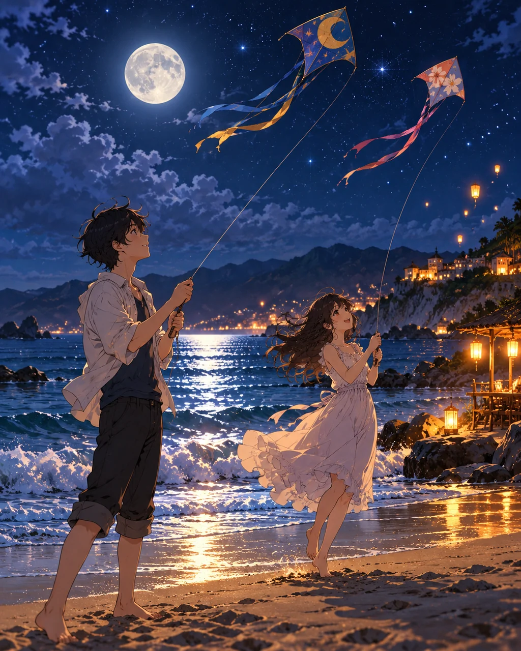 Seaside Kite Day · Moonlit Blue Night
