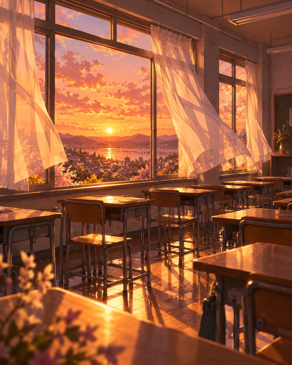Empty Classroom Afternoon · Golden-hour Nostalgia