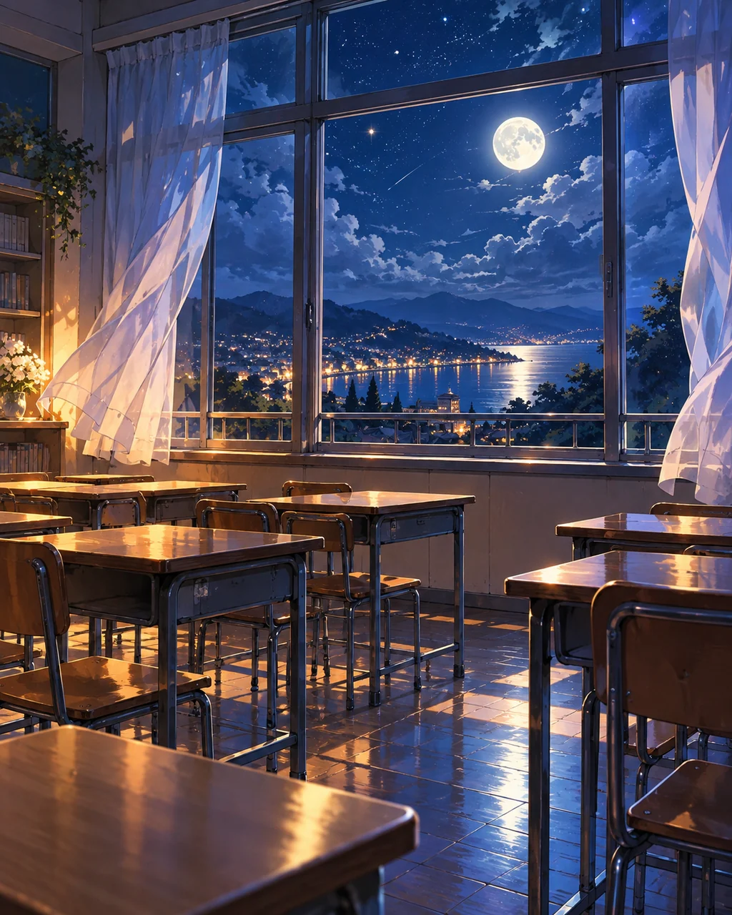Empty Classroom Afternoon · Moonlit Blue Night