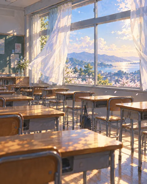 Empty Classroom Afternoon · Soft Watercolor Backdrop