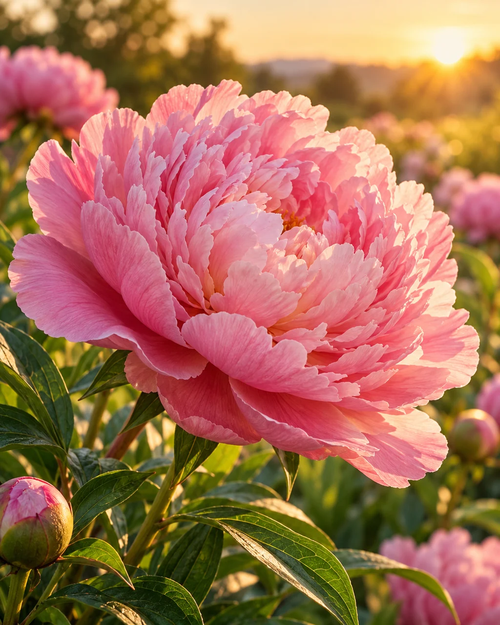 Peony in Full Bloom · Garden Golden Hour