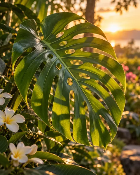Monstera Leaf · Garden Golden Hour