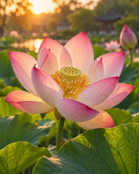 Lotus Flower · Garden Golden Hour