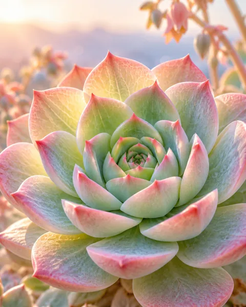 Succulent Rosette · Pastel Backlight