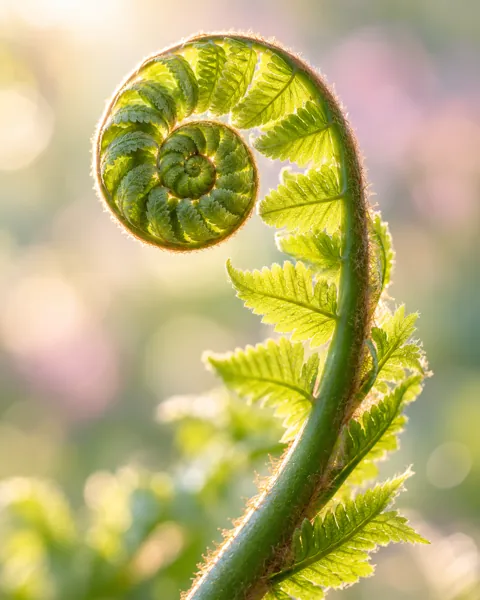 Unfurling Fern Frond · Pastel Backlight